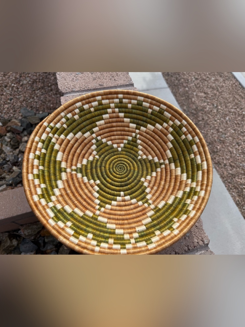 Rwandan Agaseke Woven Sisal Basket Bowl 12” – Handmade African Peace Basket, Tan
